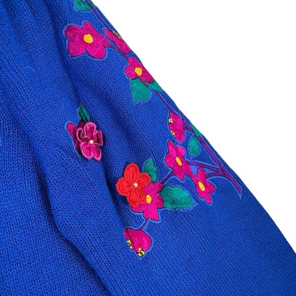 Vintage Anne Crimmins Umi Collections Sweater Womens Small Floral 3D Applique - Picture 4 of 12